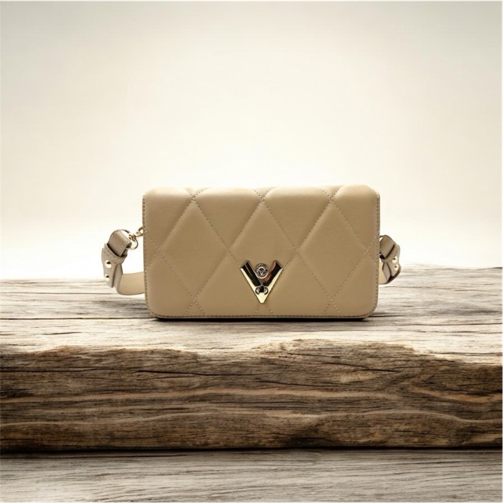 Valentino Orlandi Vegan Leather Luxury Crossbody in Taupe
